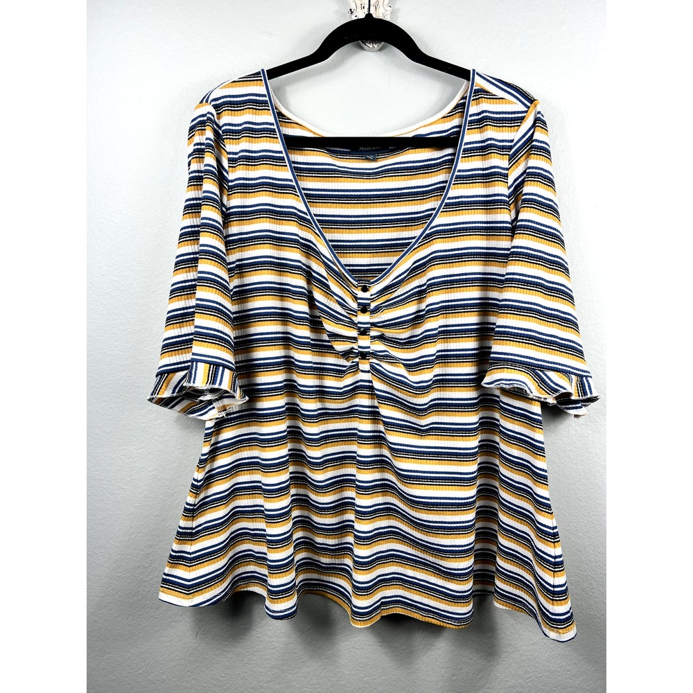 ModCloth Women's Top Henley Striped Ribbed Plus Size 4X‎